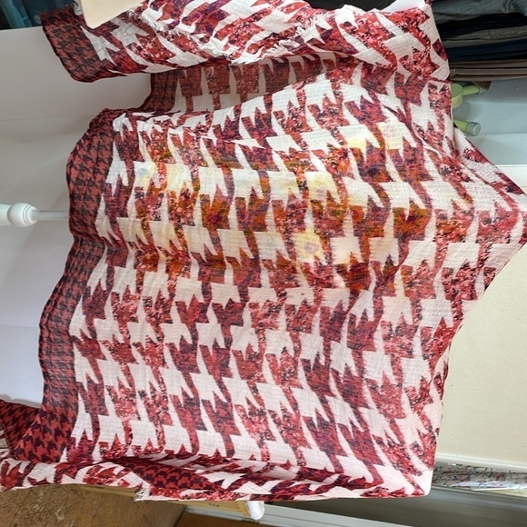 Halogen Extra Large Patterned Scarf with Fringe - Picture 3 of 6